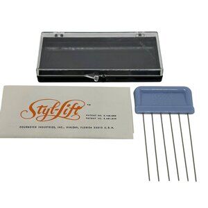VTG Styl-Lift Hair Styling Tool Cournoyer 6-Prong Lift Comb Case USA Collectible